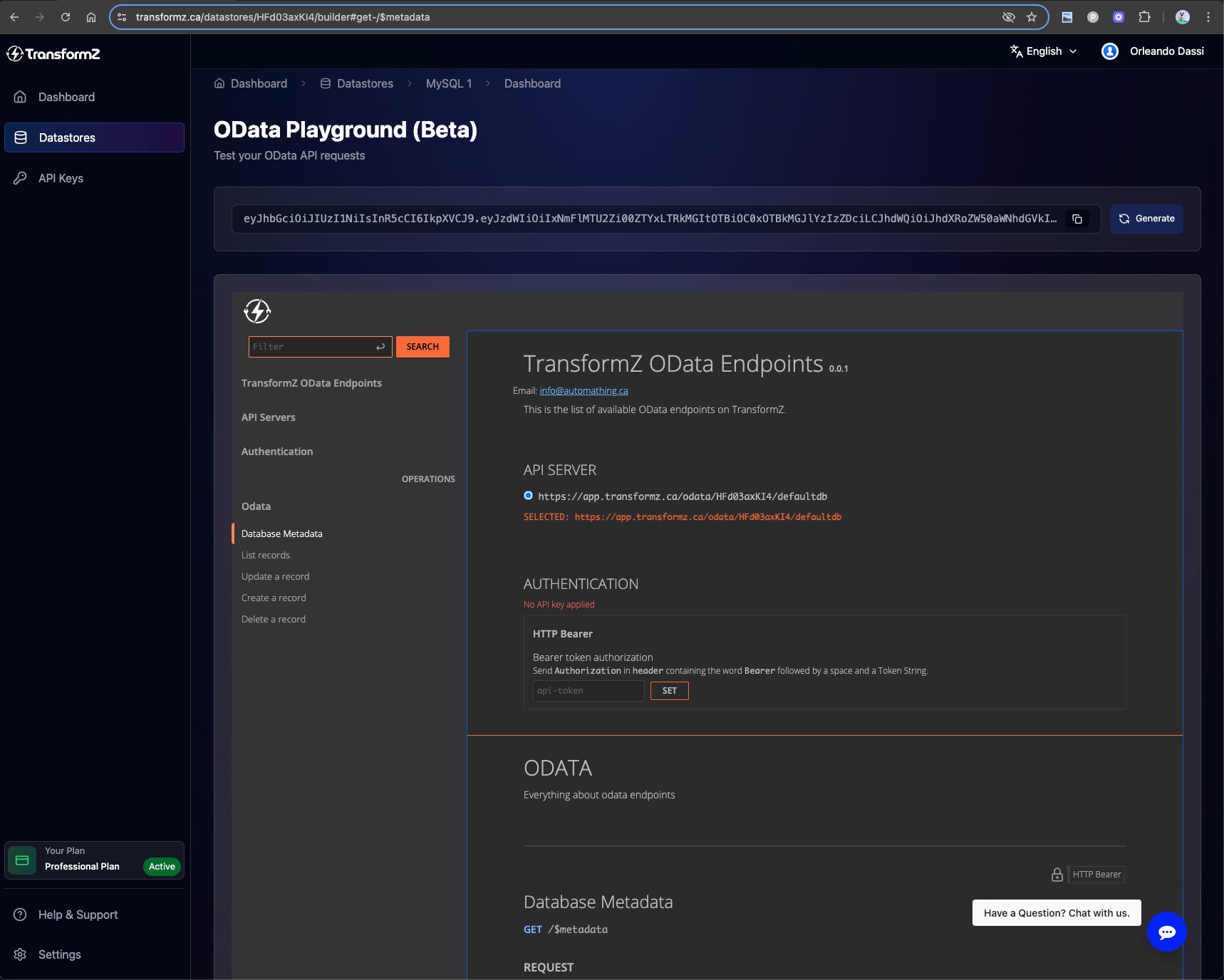 TranformZ MySQL OData Details